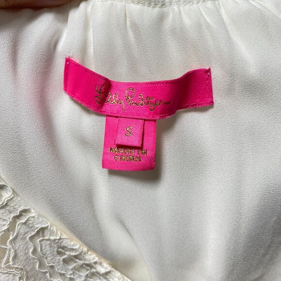 LILLY PULITZER Womens Size Small Keegan Top Style 003168 Coconut White Lace - Picture 7 of 7